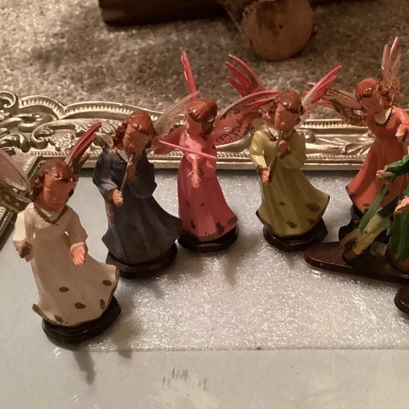 Antique plastic angelic musicians set of 7 - Picture 2 of 8